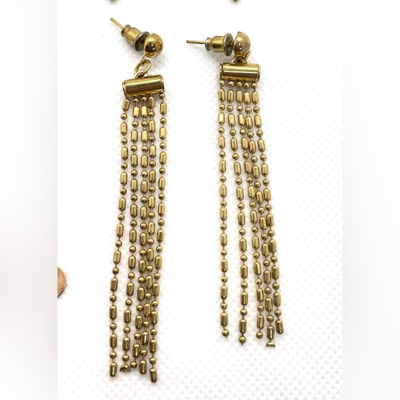 FOUR PAIR Goldtone Drop Earrings Bundle! Absolutely Gorgeous Set! Lot of FOUR! - Picture 6 of 7